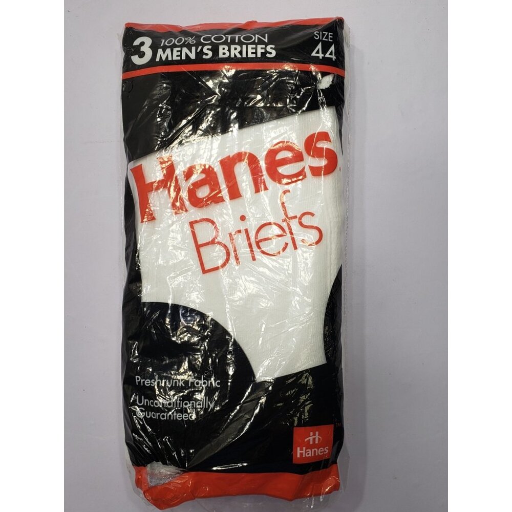 1987 Vintage Hanes White Briefs Underwear 100% Cotton 3 pack Size 44 New